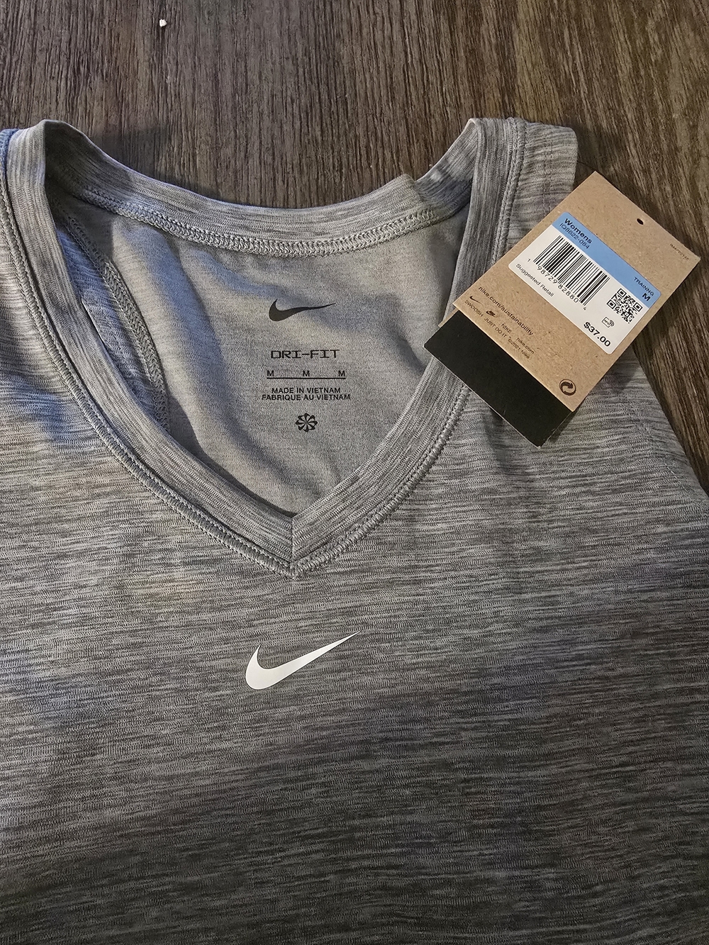 Nike Women's Heather Gray Dri-FIT V-Neck Tank